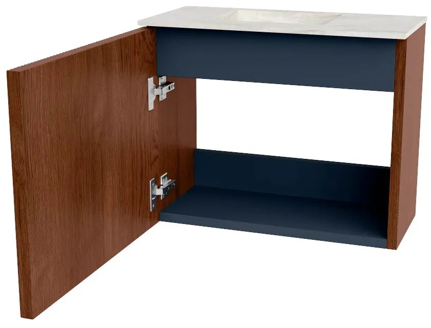 Mondiaz Joya DLux 50cm toiletmeubel ruby met wastafel faye links zonder kraangat opalo