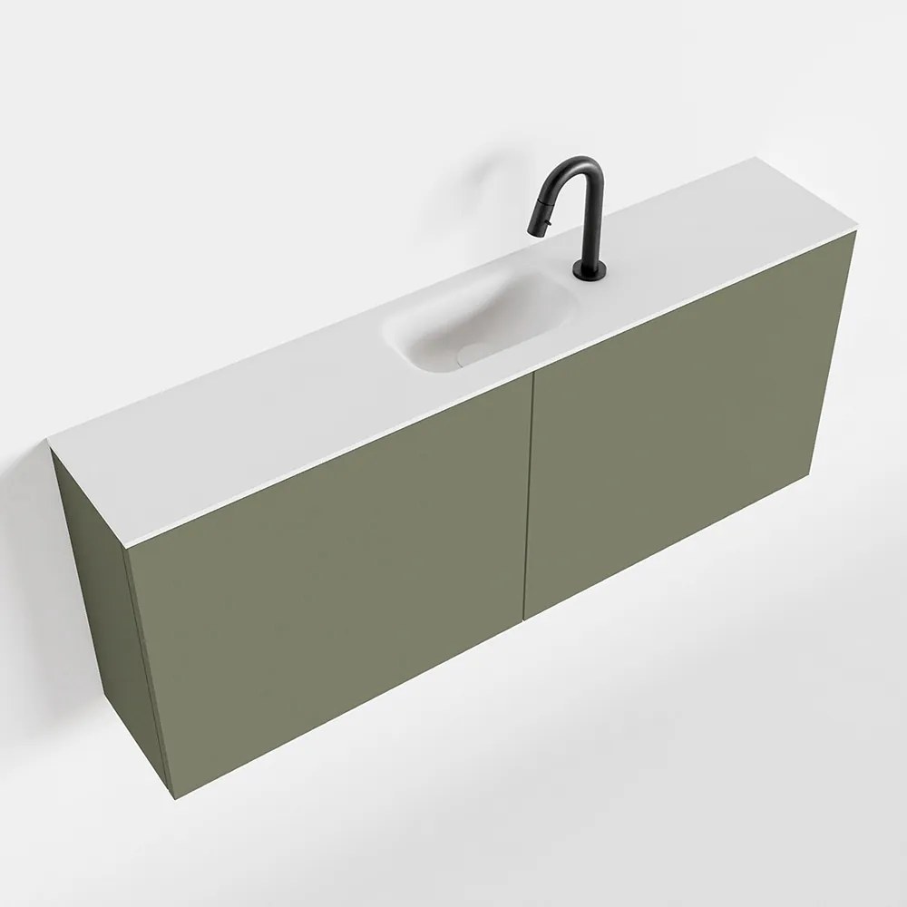 Zaro Polly toiletmeubel 120cm army met witte wastafel met kraangat