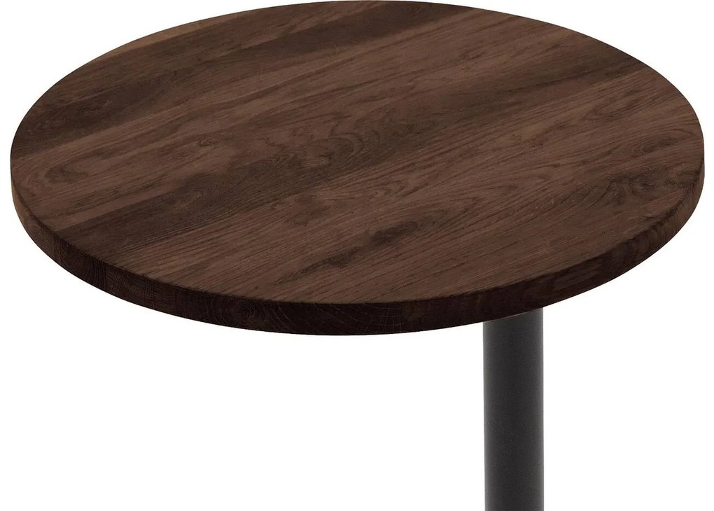 Goossens Nachtkastje Oval, Voet ovaal metaal ral 9005 zwart, blad massief eik