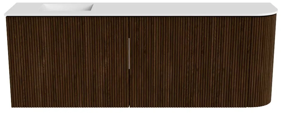Mondiaz Joya 110cm toiletmeubel ronding rechts walnut met wastafel faye links zonder kraangat talc