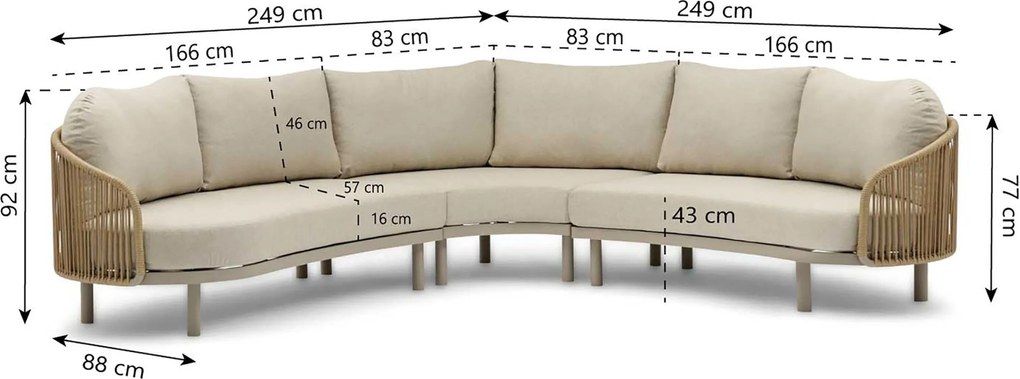 Hoek loungeset 5 personen Rope Zand/Beige  Coco Amici