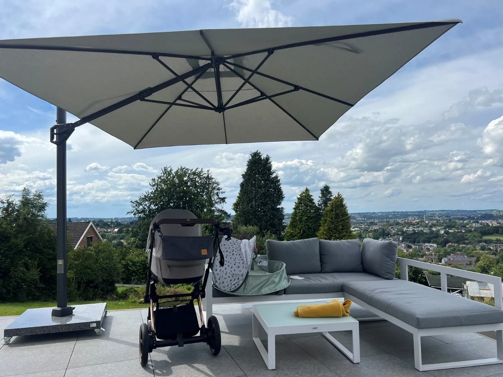 Platinum Challenger zweefparasol T1 Premium 4x3 m. - Manhattan Grey