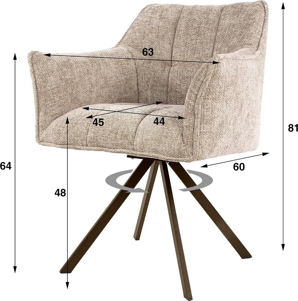 Draaibare Eetkamerstoel Zandkleur