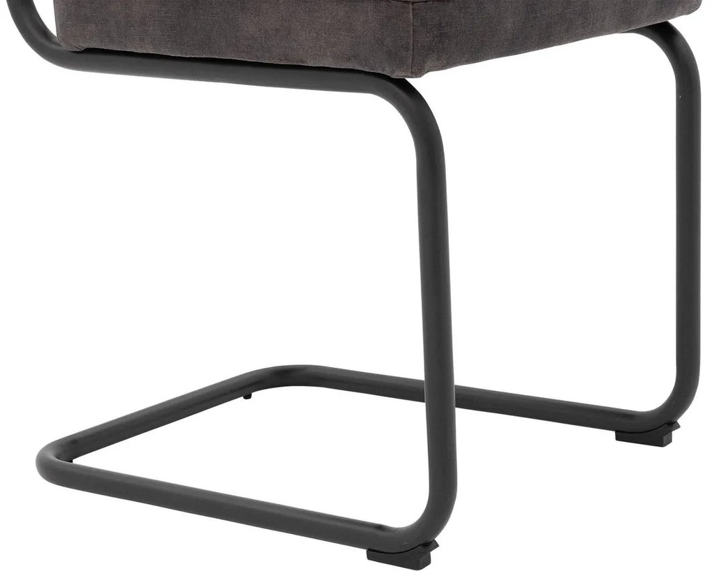 Goossens Basic Eetkamerstoel Freek zwart velvet stof leuning, urban industrieel