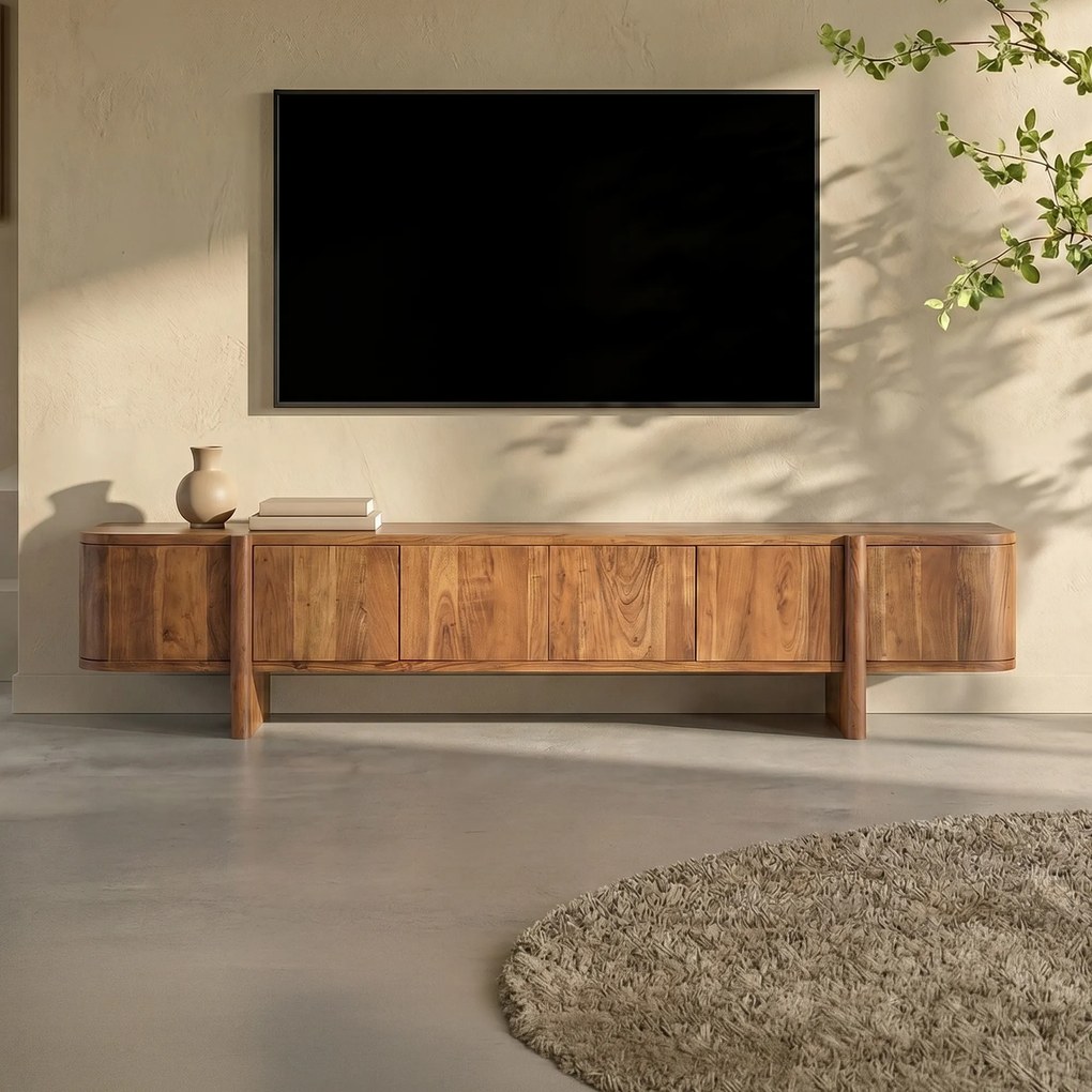 Eleonora Julian Retro Tv-meubel Acacia Hout 240 Cm - 240x43x50cm.