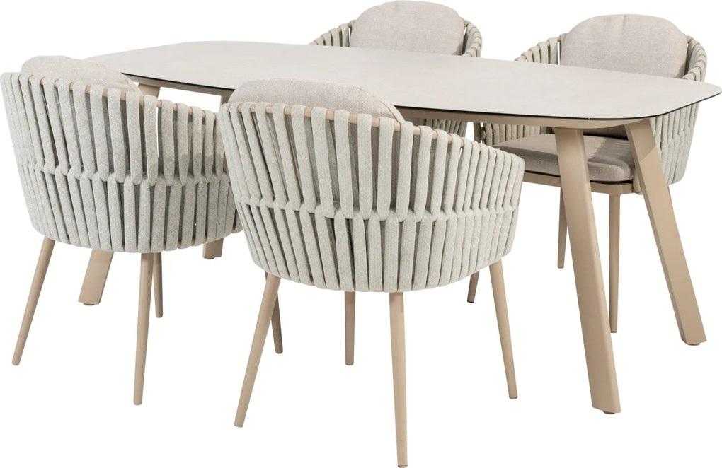 Manolo Eva dining tuinset 180x95xH75 cm 5 delig keramiek latte Taste 4SO