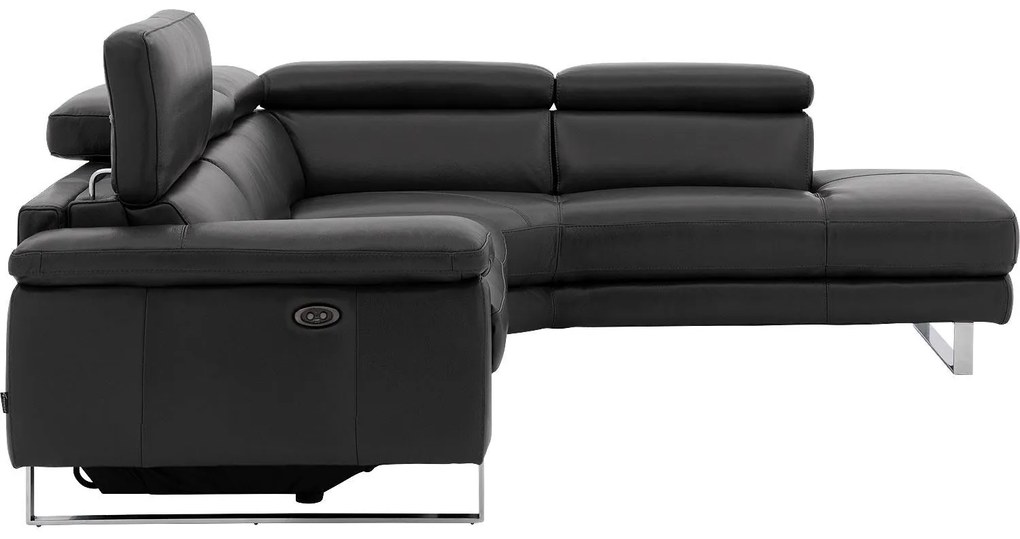 Goossens Excellent Bank Noud donkergrijs, leer, modern design met ligelement rechts