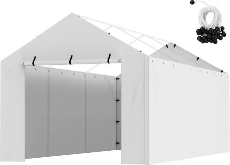 VEVOR Carport Garage Tent 3 x 6 m, Tent Garage, Waterdicht en UV-bestendig, Autoberging, Eenvoudige installatie met spanbanden, Wit (Top en frame niet inbegrepen)