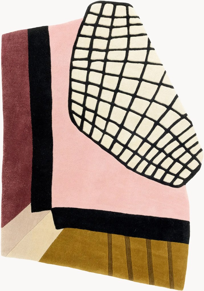 Handgeknoopt wollen vloerkleed Starline met hoog-laag effect