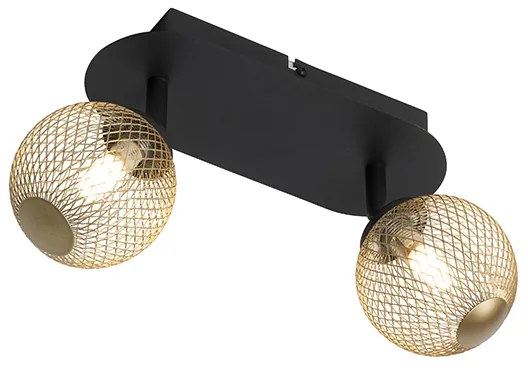 Spot zwart met goud 2-lichts - Athens Wire