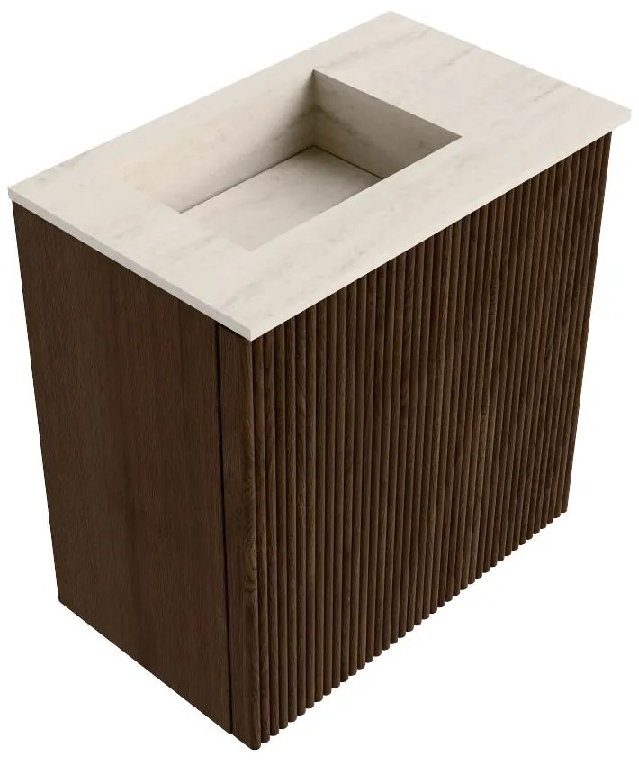 Mondiaz Joya DLux 40cm toiletmeubel walnut met wastafel faye links 1 kraangat meli