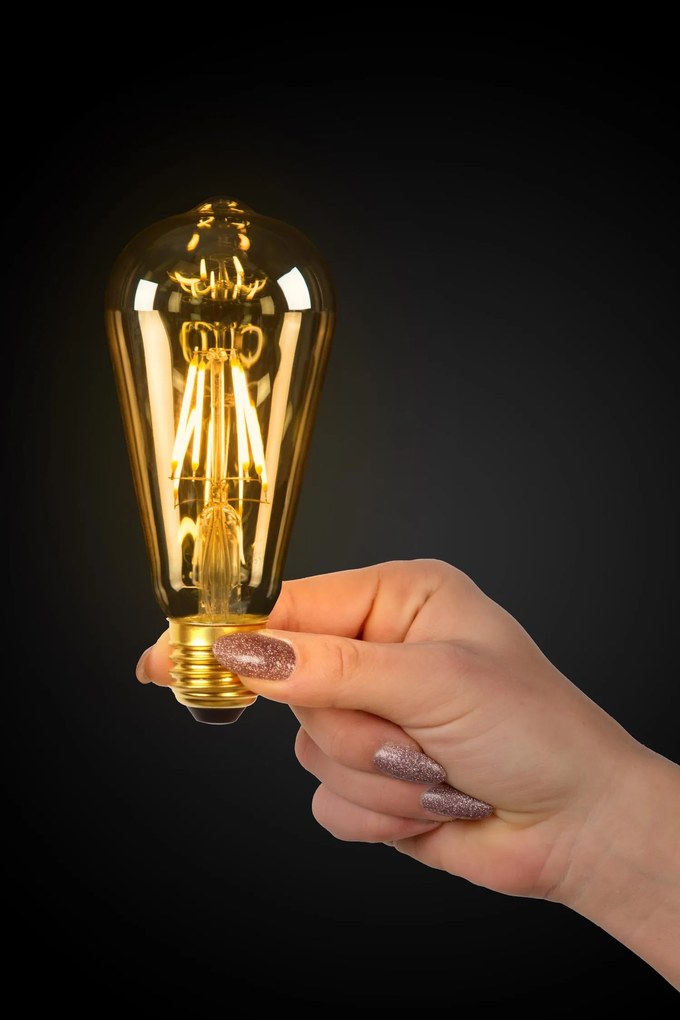 Lucide Bulb dimbare LED lamp 2700K E27 5W 6.4cm amber