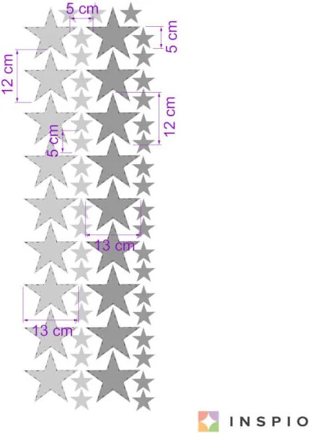 INSPIO Muursticker - Grijze sterren