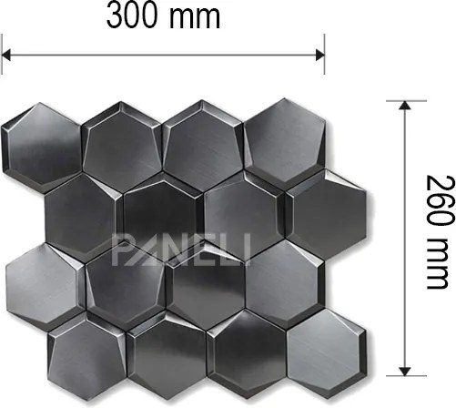 Zelfklevende 3D Tegel Cubi Metal - 26 cm x 30 cm x 0.60 cm | 0.5 kg | Paneli zelfklevende steenstrips