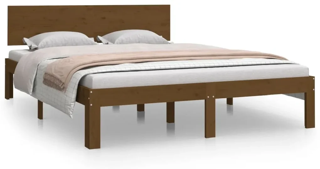 vidaXL Bedframe massief hout honingbruin 135x190 cm 4FT6 Double
