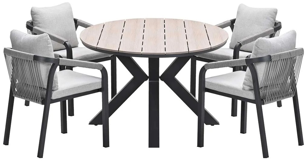 Garden Impressions Tarera tuinset 5-delig taupe - Tulli tuintafel 180x115 cm - light teak vironwood