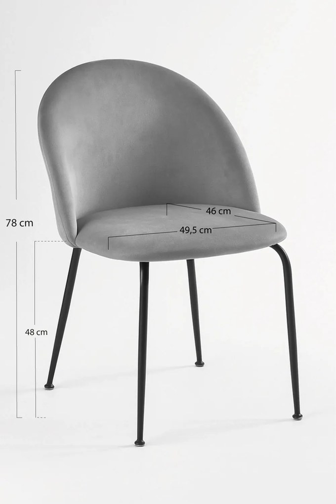 Set 4 Black Dalnia Fluwelen Stoelen