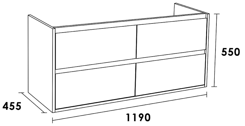 Sanituba New Future onderkast voor dubbele wastafel met vier lades 120cm hoogglans wit