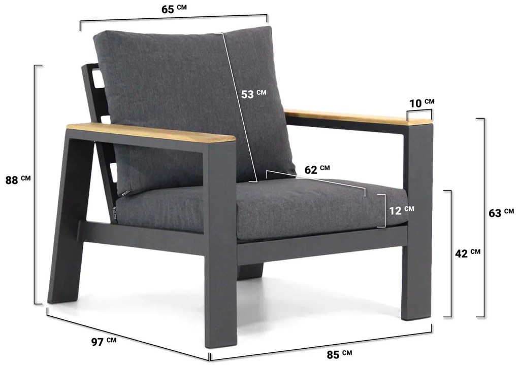 Stoel en Bank Loungeset 5 personen Aluminium Grijs  Lifestyle Garden Furniture Marietta