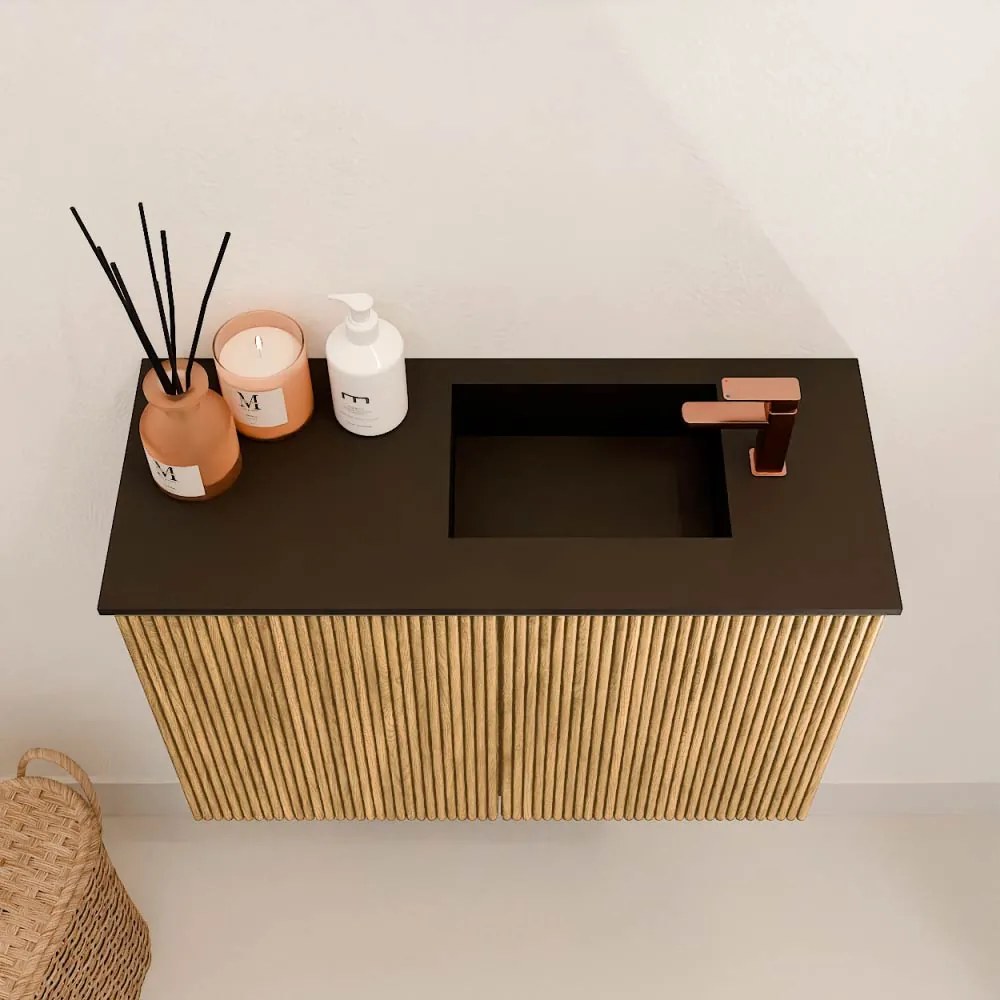 Mondiaz Joya 60cm toiletmeubel oak met wastafel faye rechts 1 kraangat urban