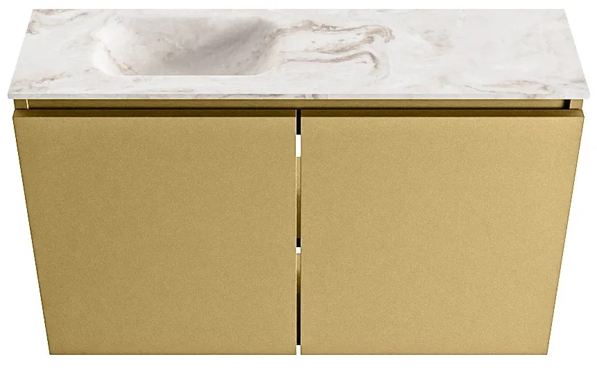 Mondiaz Ture DLux toiletmeubel 80cm oro met wastafel frappe links zonder kraangat