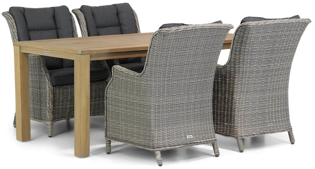 Tuinset 4 personen 180 cm Wicker Grijs Garden Collections Aberdeen/Bristol