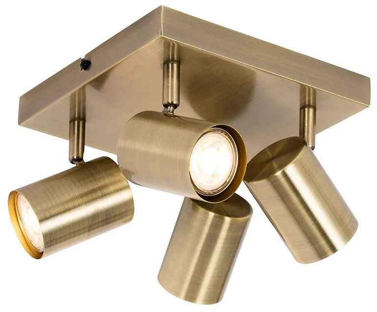 Moderne plafondlamp brons 4-lichts verstelbaar rechthoekig - Jeana