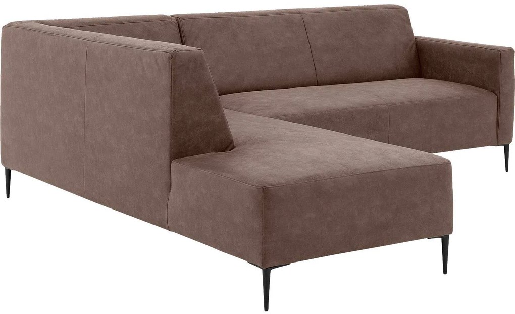 Goossens  Key West bruin, micro leer, 2,5-zits, modern design met ligelement links