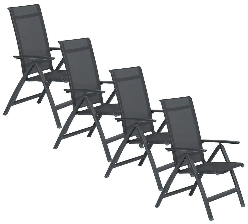 Garden Impressions Santana tuinstoel verstelbaar donker grijs - 4 stuks