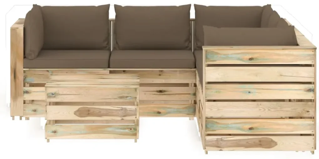 vidaXL 6-delige Loungeset met kussens groen geïmpregneerd hout