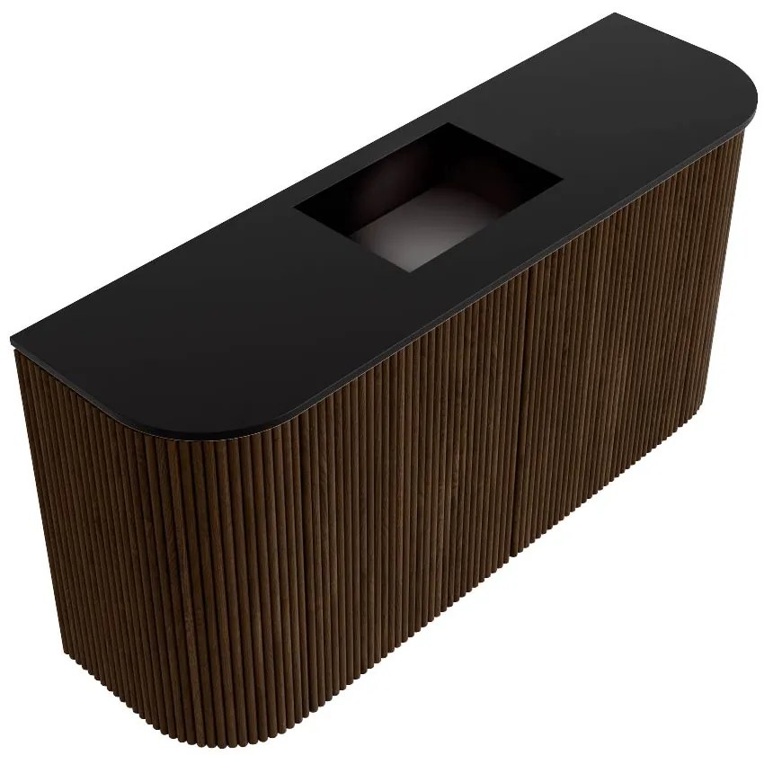 Mondiaz Joya 85cm toiletmeubel ronding links/rechts walnut met wastafel faye midden zonder kraangat urban