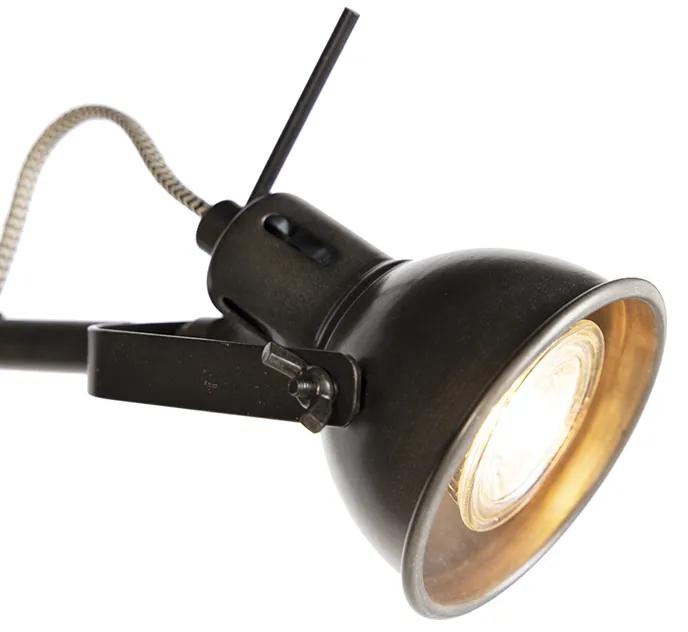 Industriële vloerlamp zwart met hout - Reena Industriele / Industrie / Industrial GU10 rond Binnenverlichting Lamp