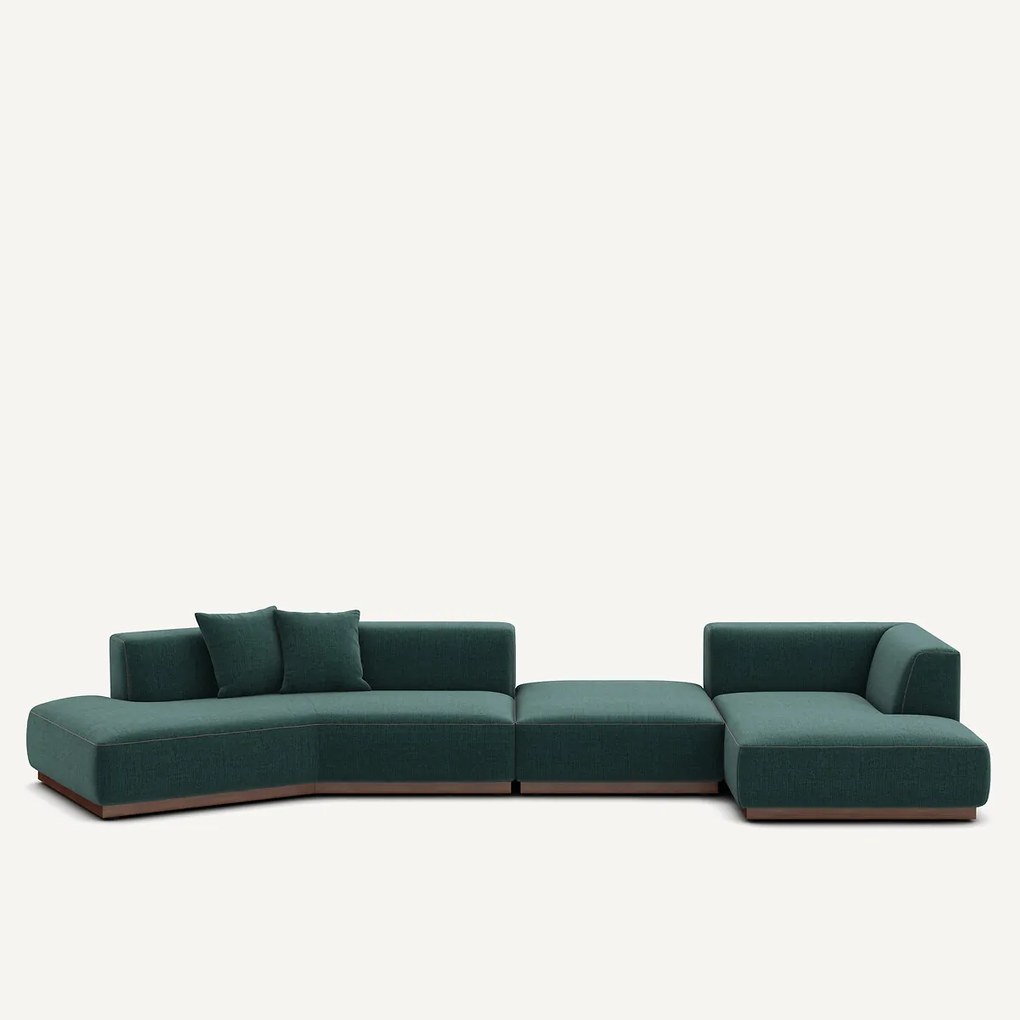 Rechte open hoekbank met voetsteun van gevlekt canvas, JACOPO