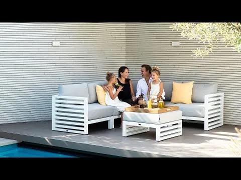 Santika Furniture Santika Jaya Hoek Module - Quick Dry Foam Aluminium Wit