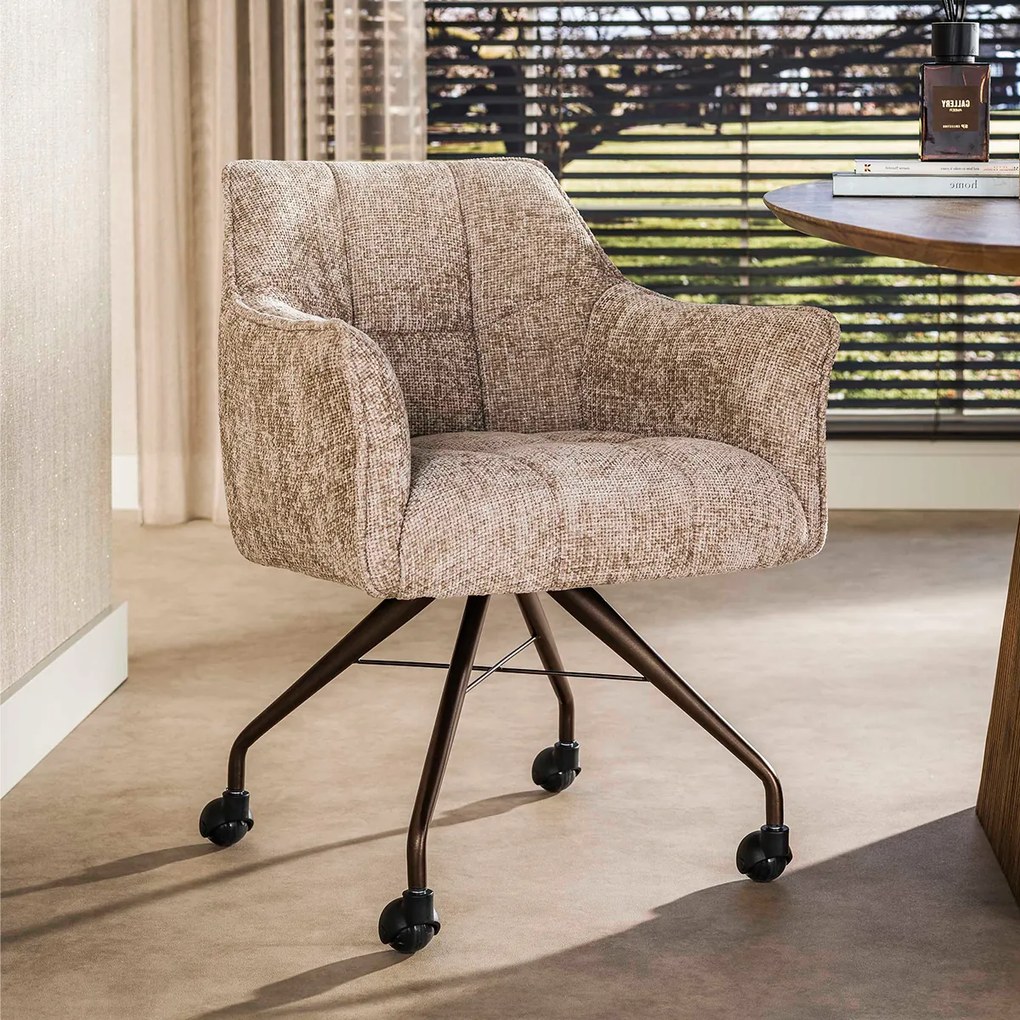 Raster Armstoel Met Wieltjes Beige