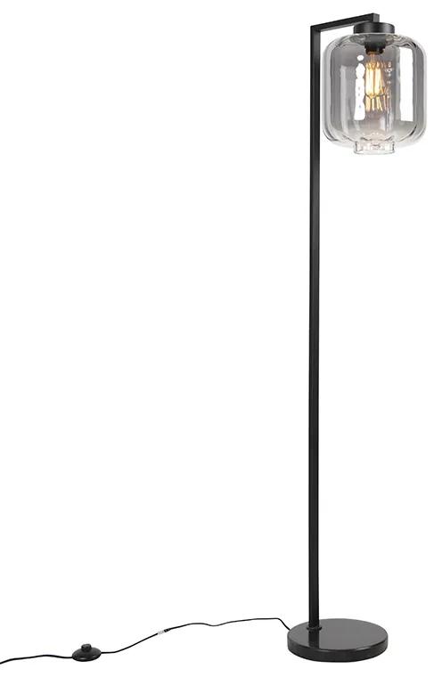 Design vloerlamp zwart met smoke glas - Qara Down Design E27 Binnenverlichting Lamp