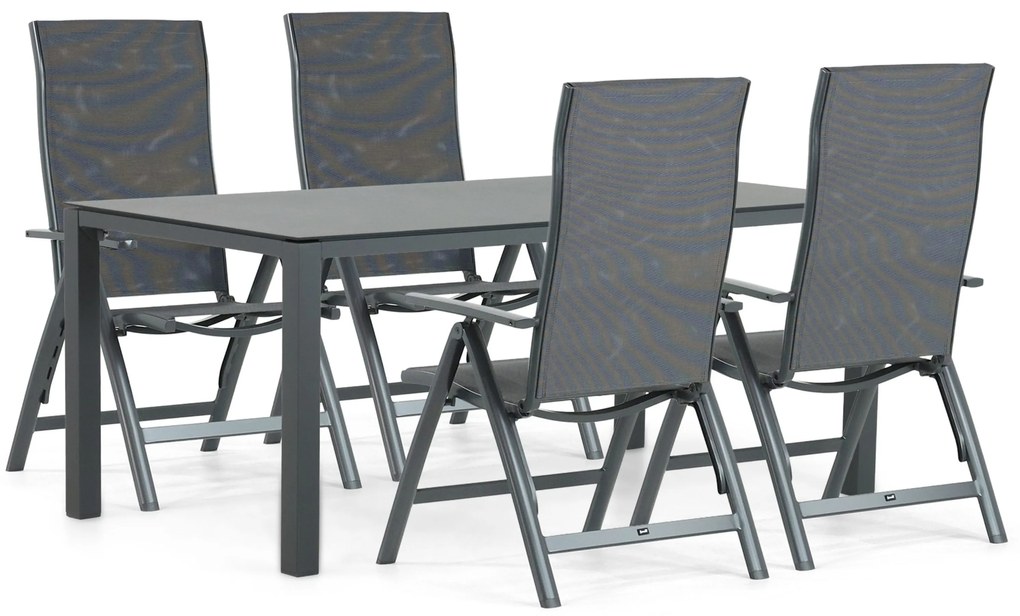 Tuinset 4 personen 180 cm Aluminium/textileen Grijs Hartman Sitges/Mateo