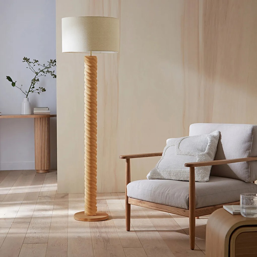 Staande lamp in eik en linnen, Dehen