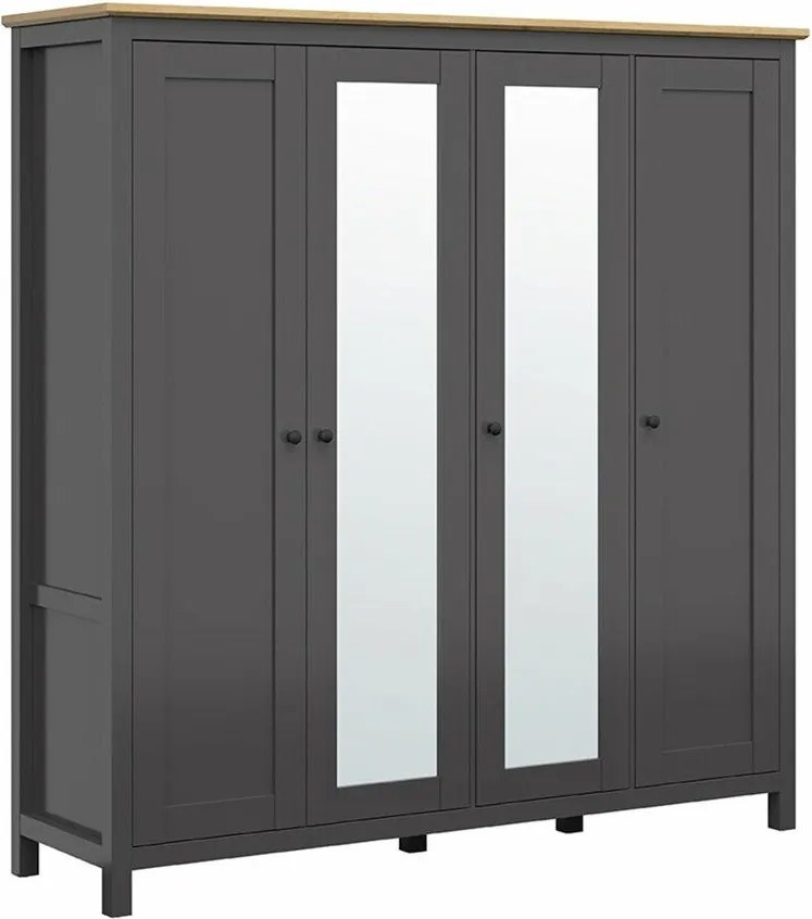 Kledingkast Sordoro 133, Grafiet, Artisan eiken, 203x197x57cm, 181.2 kg, Kledingkast deuren: Met scharnieren, Aantal planken: 8, Aantal planken: 8