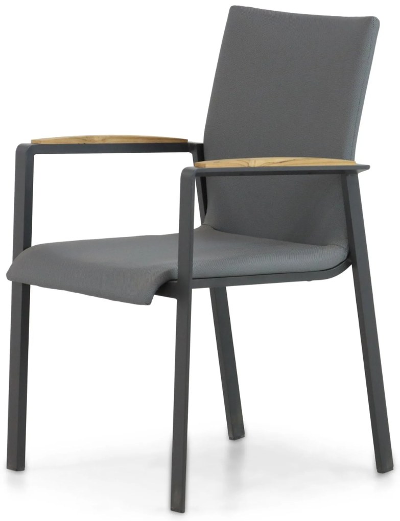 Tuinstoel stapelbaar Aluminium/textileen Grijs-antraciet Lifestyle Garden Furniture Brandon