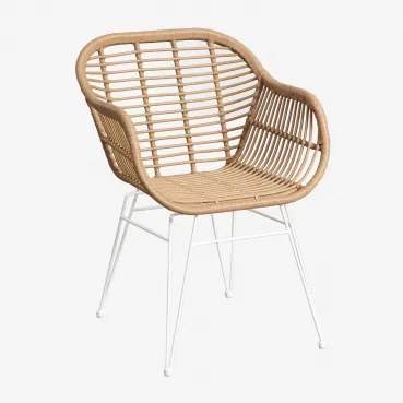 Set Van 2 Eetkamerstoelen Van Synthetisch Riet Zole Wit & Geen Kussen - Sklum