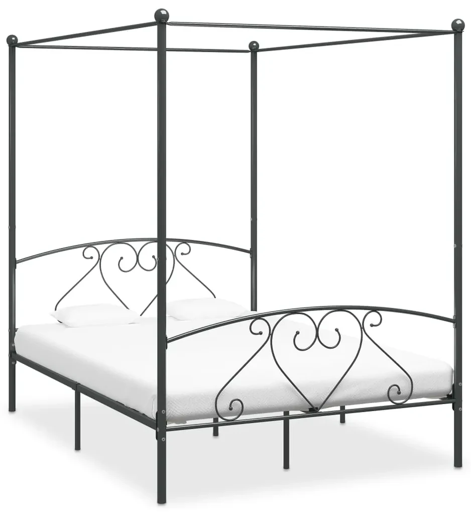 vidaXL Hemelbedframe metaal grijs 160x200 cm