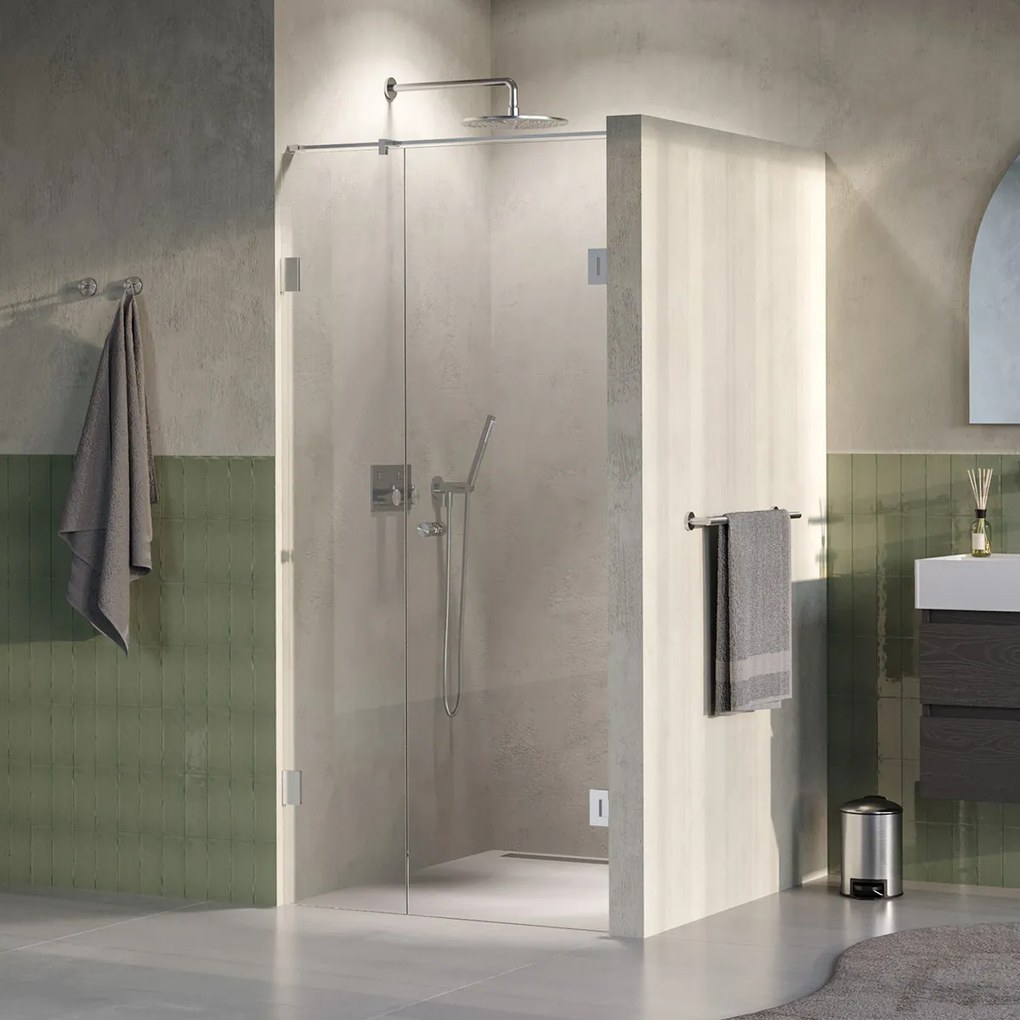 Brauer Void Carving profielloze nisdeur 100cm met draaideur 60cm aan muur RVS geborsteld PVD
