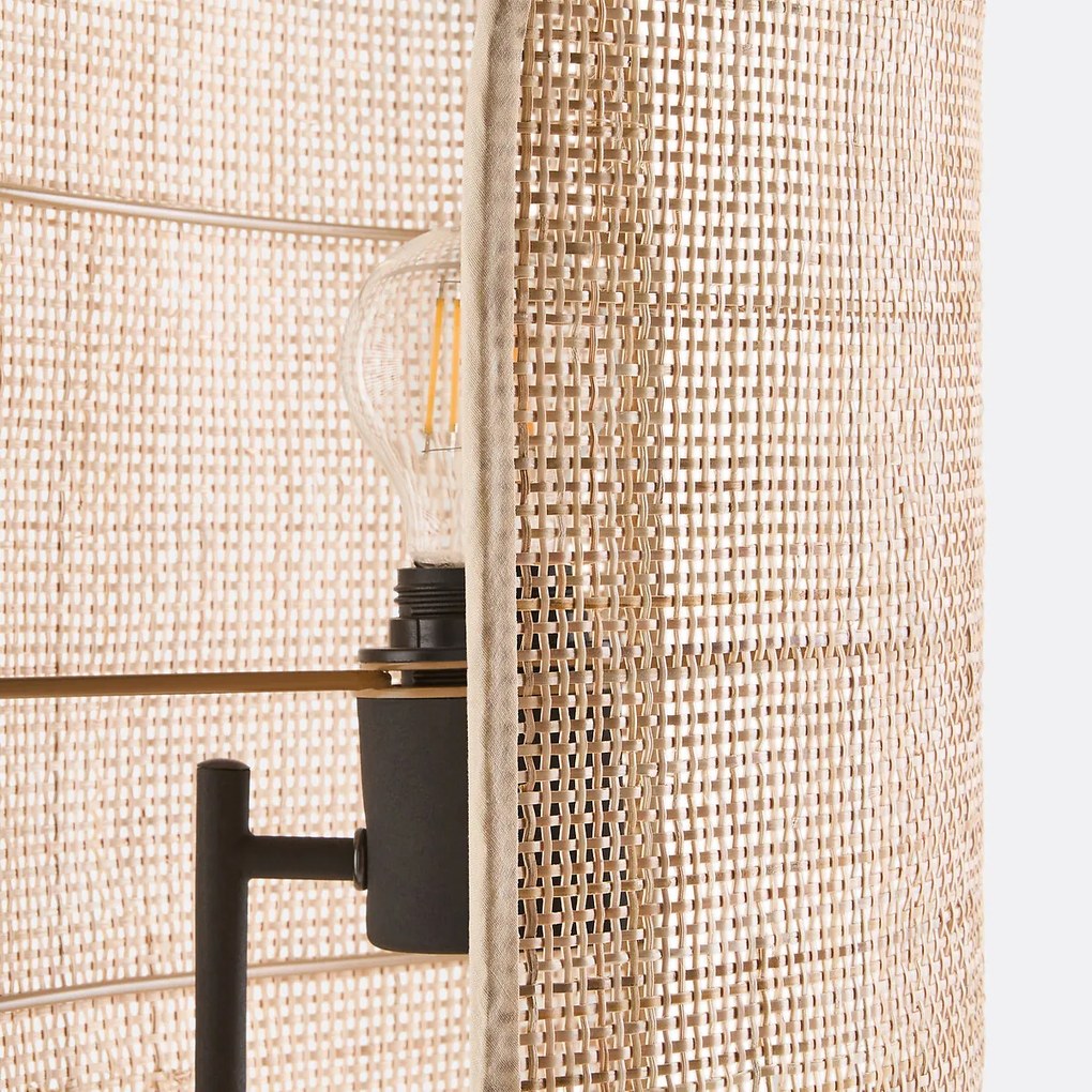Lamp in metaal en rotan, Lola