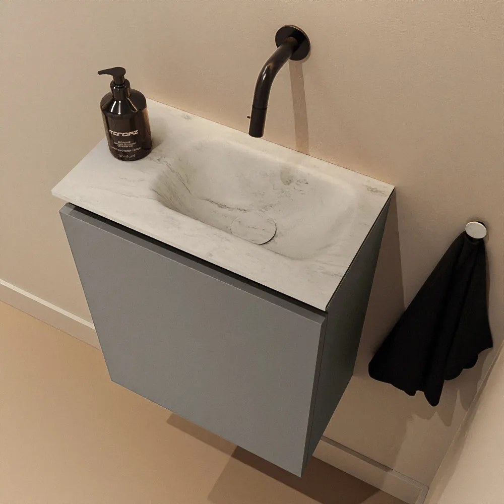 Mondiaz Ture DLux toiletmeubel 40cm smoke met wastafel opalo rechts zonder kraangat