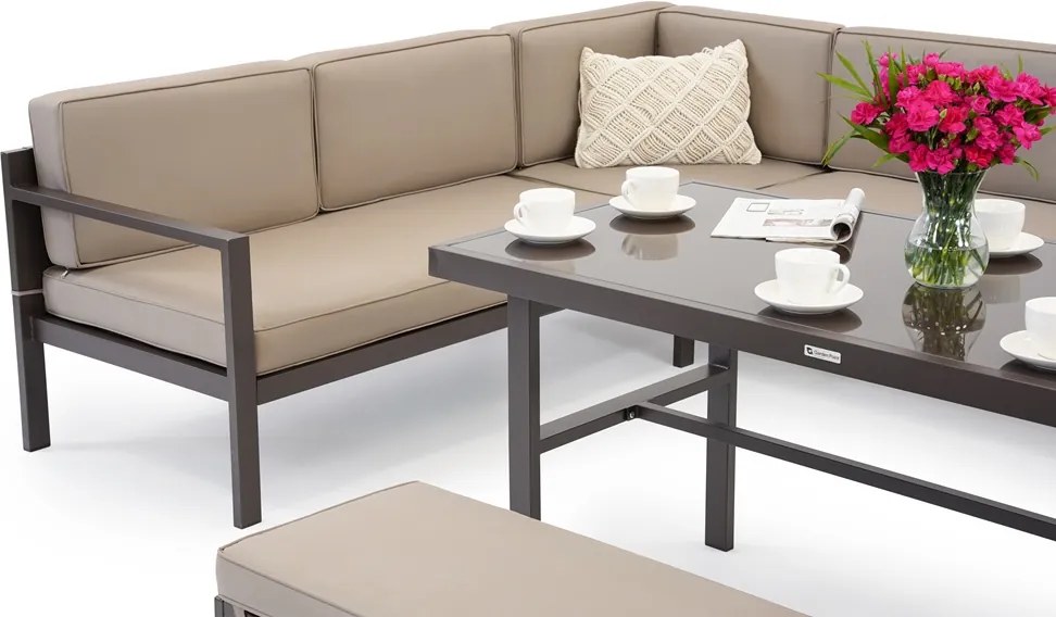 Porto Comida 5 hoekbank met bank brons Garden Point