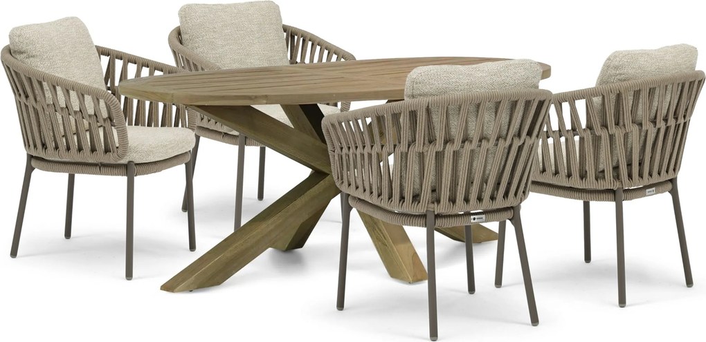 Tuinset 4 personen 200 cm Rope Zand/Beige Coco Viento/Boston