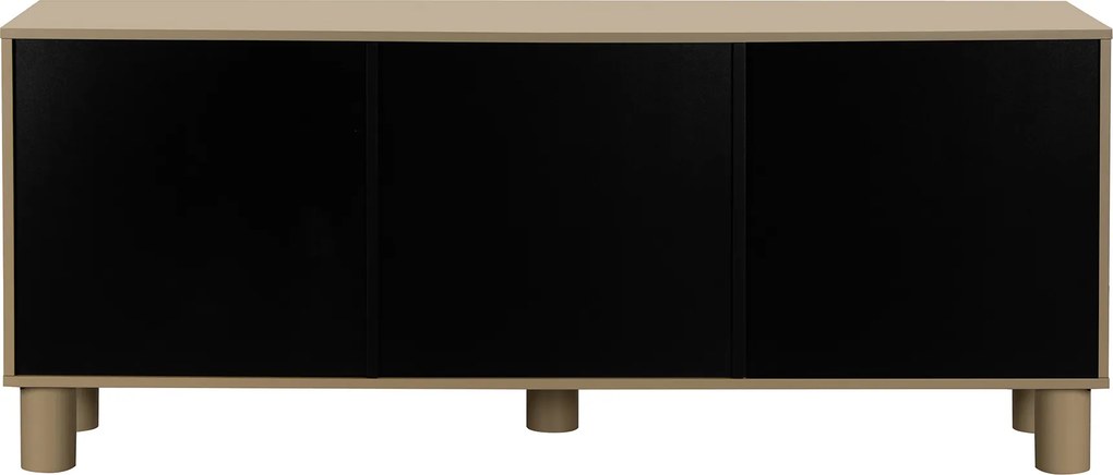 Dressoir Met Grote Ribbels Zandkleur 180 Cm - 180x40x75cm.