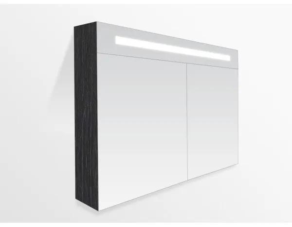 Saniclass 2.0 spiegelkast 80x70x15cm 2 deuren met LED verlichting Black wood 7208