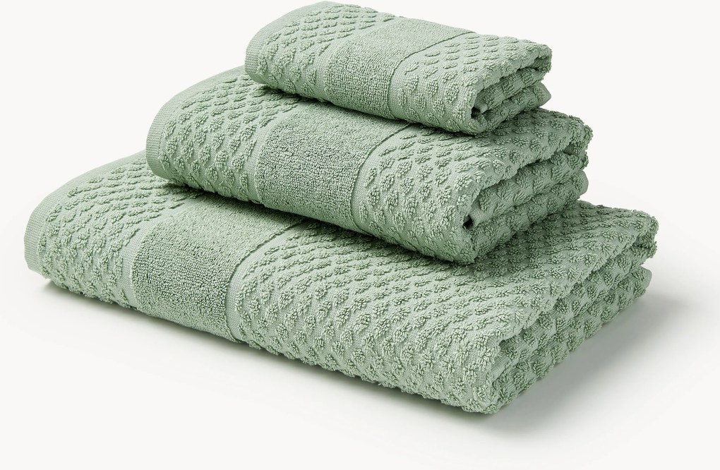 Handdoekenset Katharina met honingraatpatroon, in verschillende setgroottes